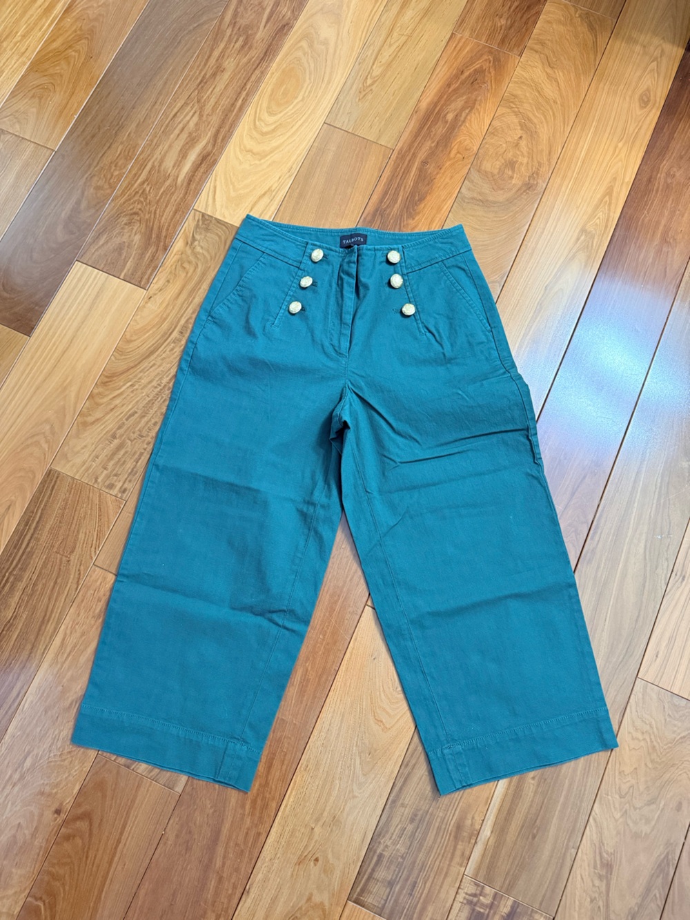 High-Waist Button Front Green Pants